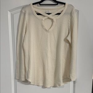 Elegant Cream Long Sleeve Knit Top